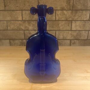 Vintage 1940s-50s Cobalt Blue Glass Violin Bottle Maryland Glass Corporation
